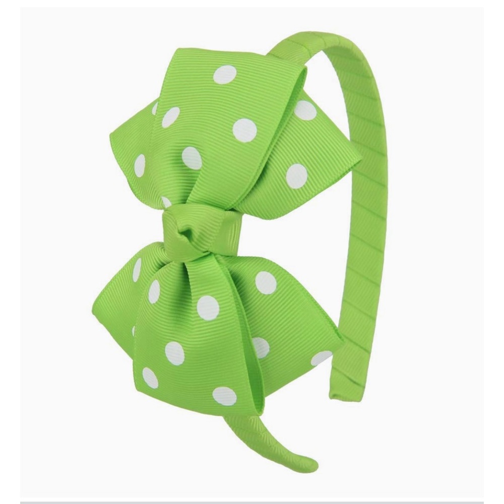 Cute Lime Green Polka Dot Bow Headband for Girls Hairband New